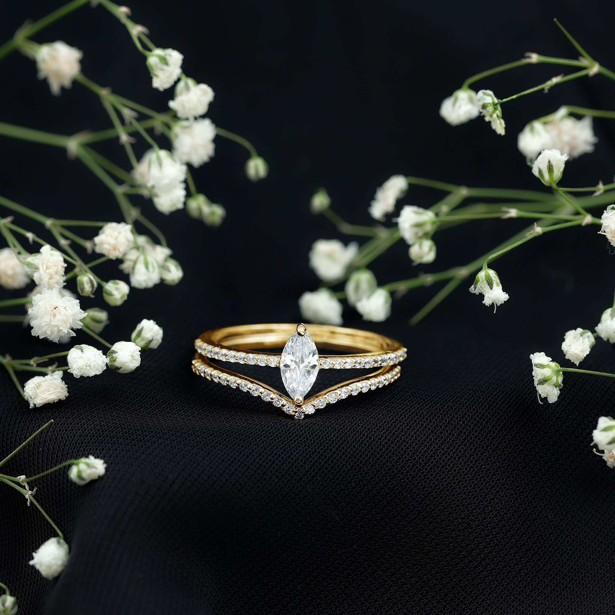 Certified Marquise Cut Zircon Wedding Ring Set for Women