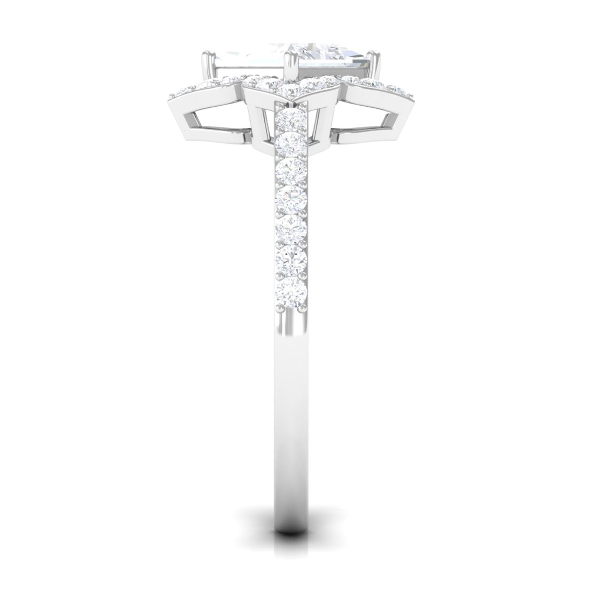 1.75 CT Princess Cut Zircon Engagement Ring Floral Halo