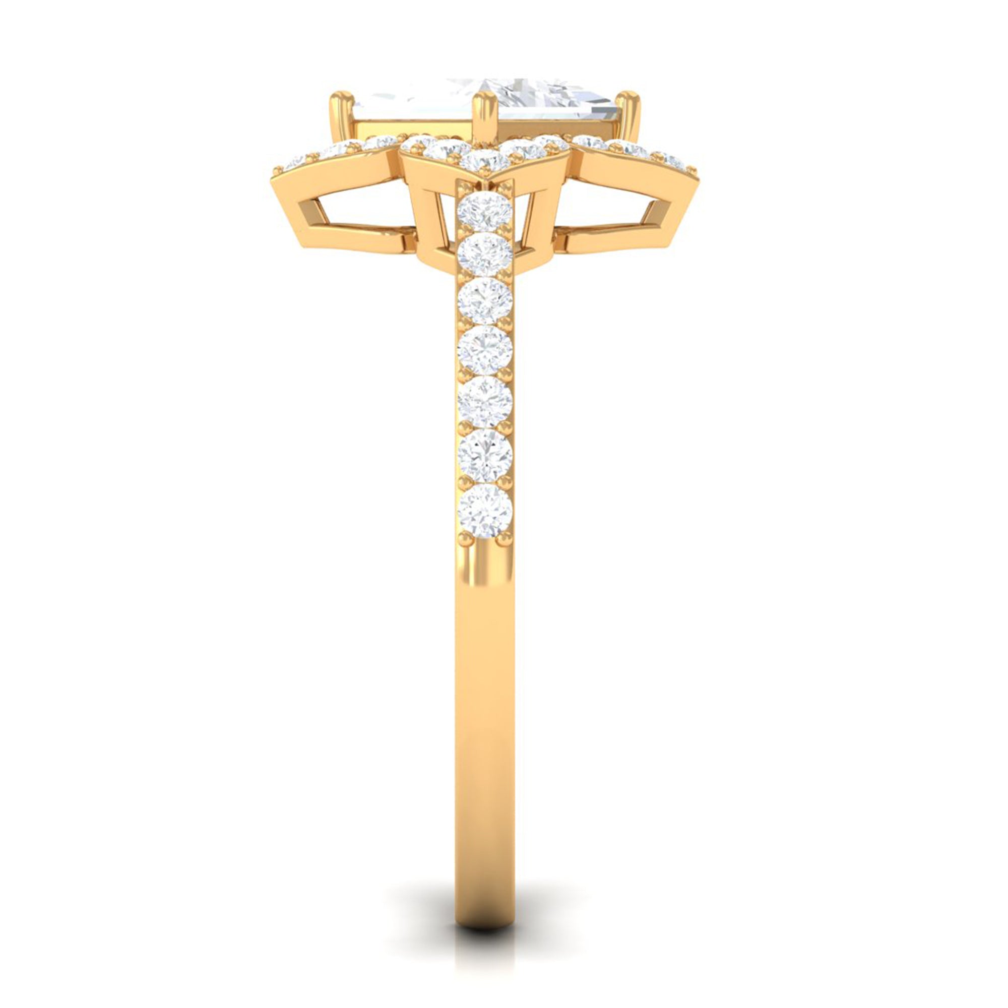 1.75 CT Princess Cut Zircon Engagement Ring Floral Halo