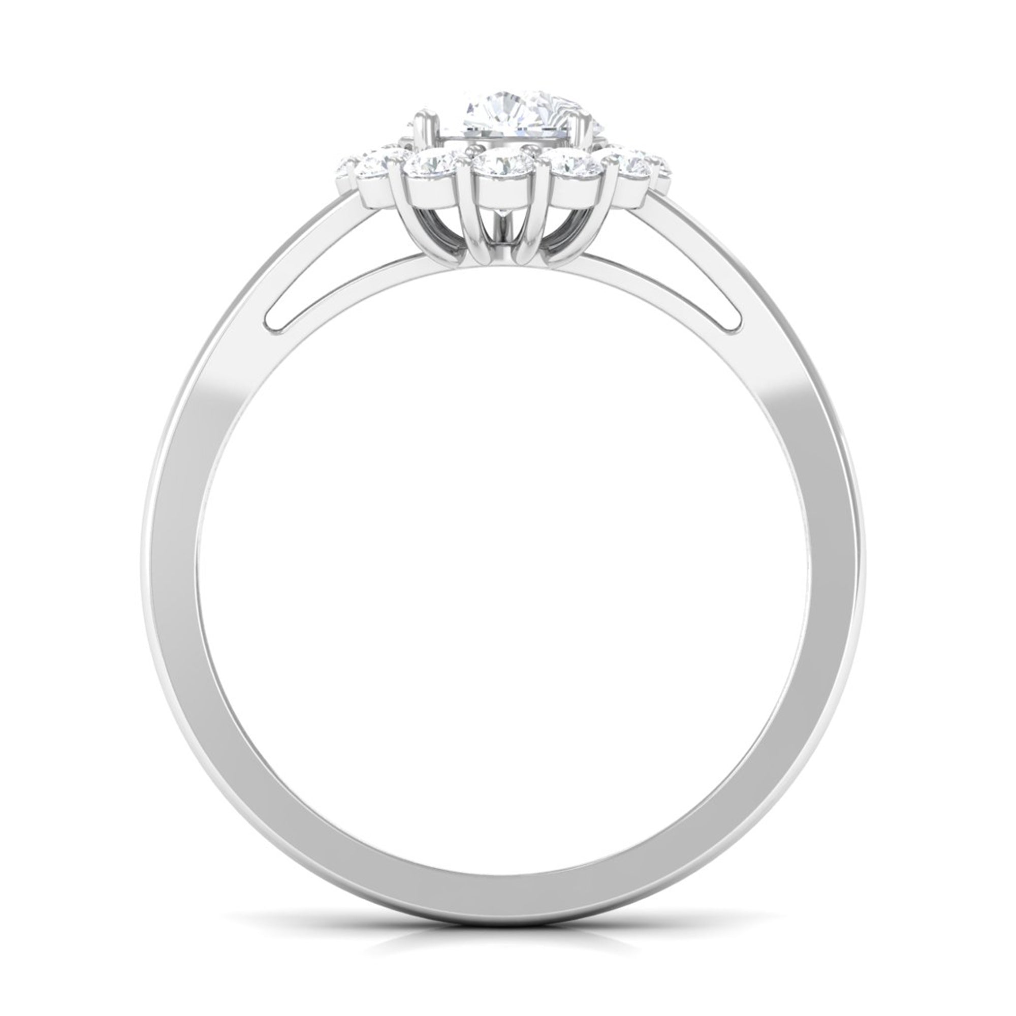 Zircon Pear Halo Engagement Ring with Split Shank