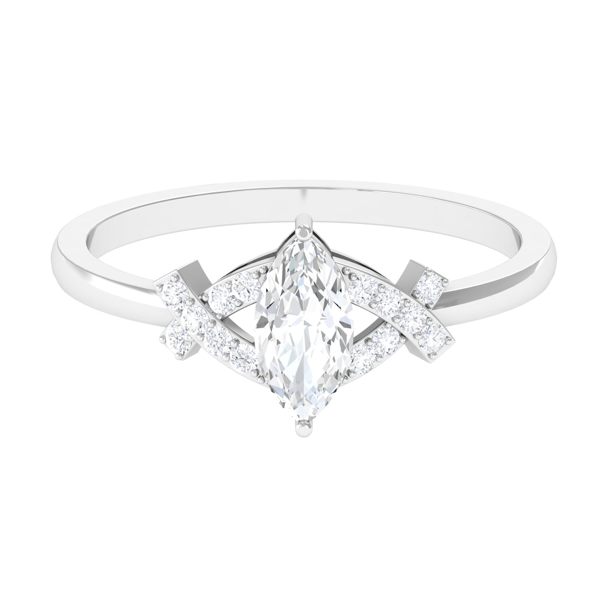 1 CT Marquise Cut Zircon Engagement Ring with Split Shank