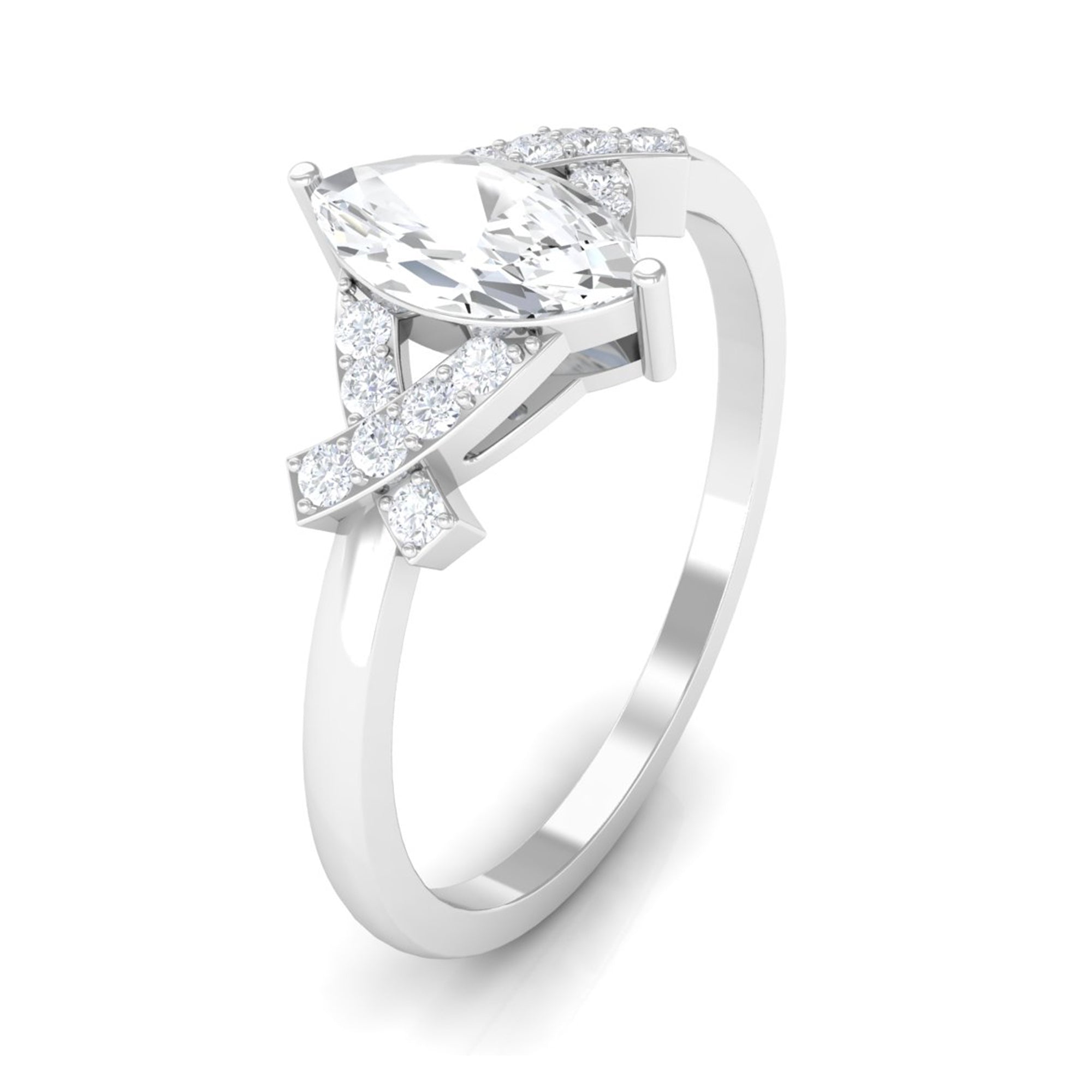 1 CT Marquise Cut Zircon Engagement Ring with Split Shank