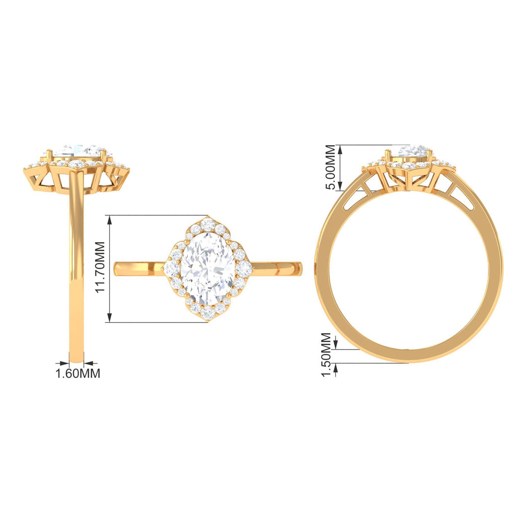 2.25 CT Prong Set Oval Zircon Flower Engagement Ring