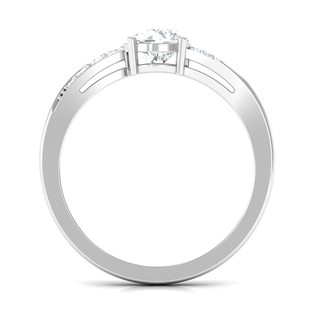1 Carat Certified Solitaire Cubic Zirconia Bypass Engagement Ring