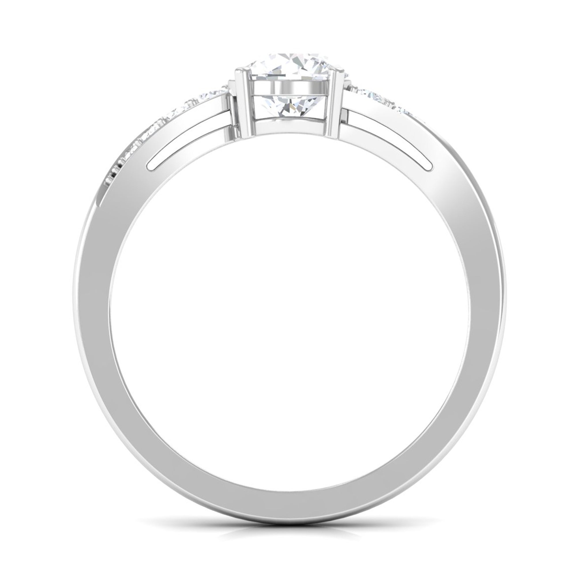 1 Carat Certified Solitaire Cubic Zirconia Bypass Engagement Ring