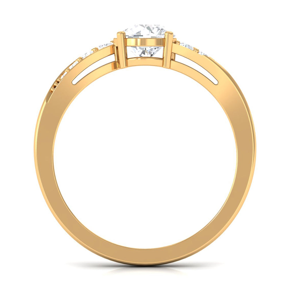 1 Carat Certified Solitaire Cubic Zirconia Bypass Engagement Ring