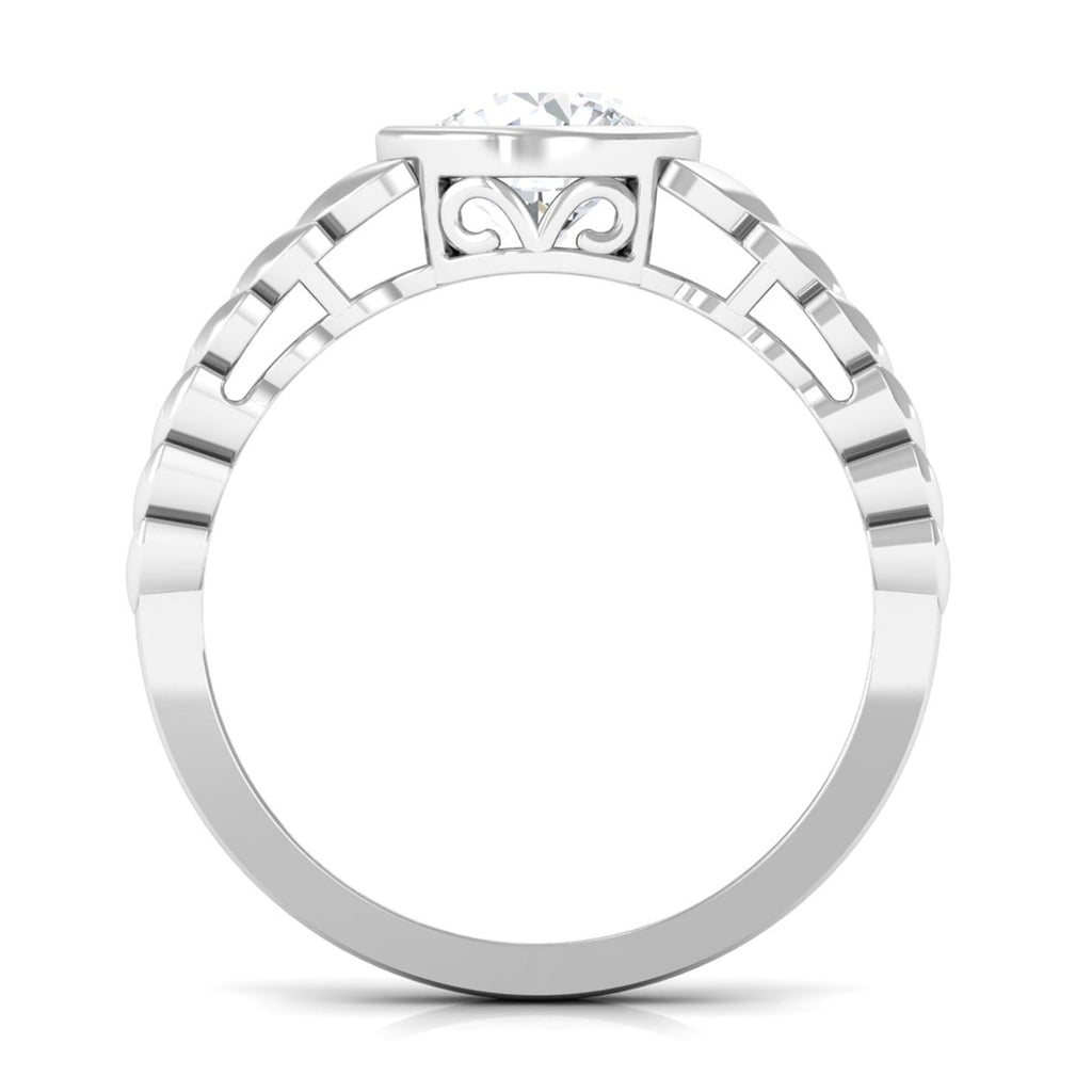 1.3 Carat Bezel Set Cubic Zirconia Leaf Engagement Ring