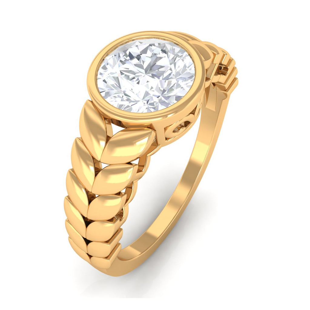 1.3 Carat Bezel Set Cubic Zirconia Leaf Engagement Ring