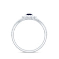 1.25 CT Oval Cut Blue Sapphire and Diamond Chevron Ring