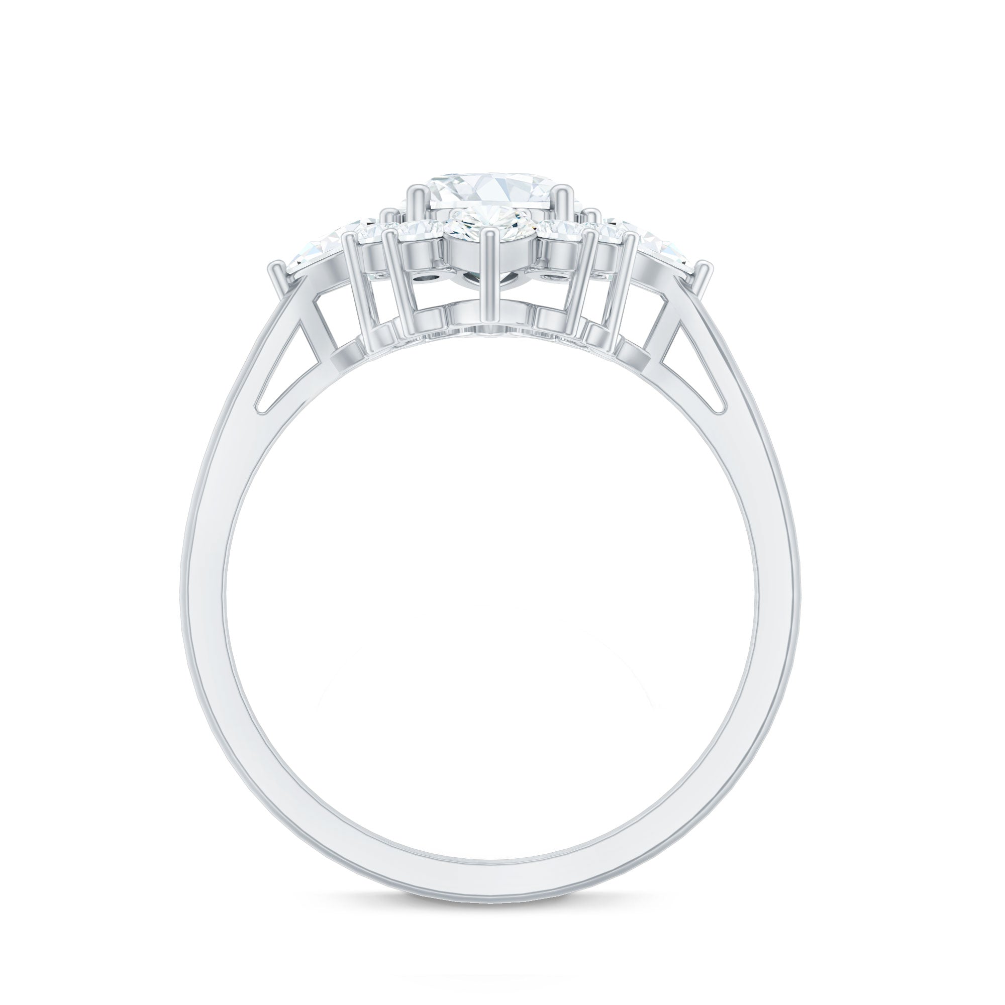 1 Carat Oval Zirconia Statement Engagement Ring with Halo