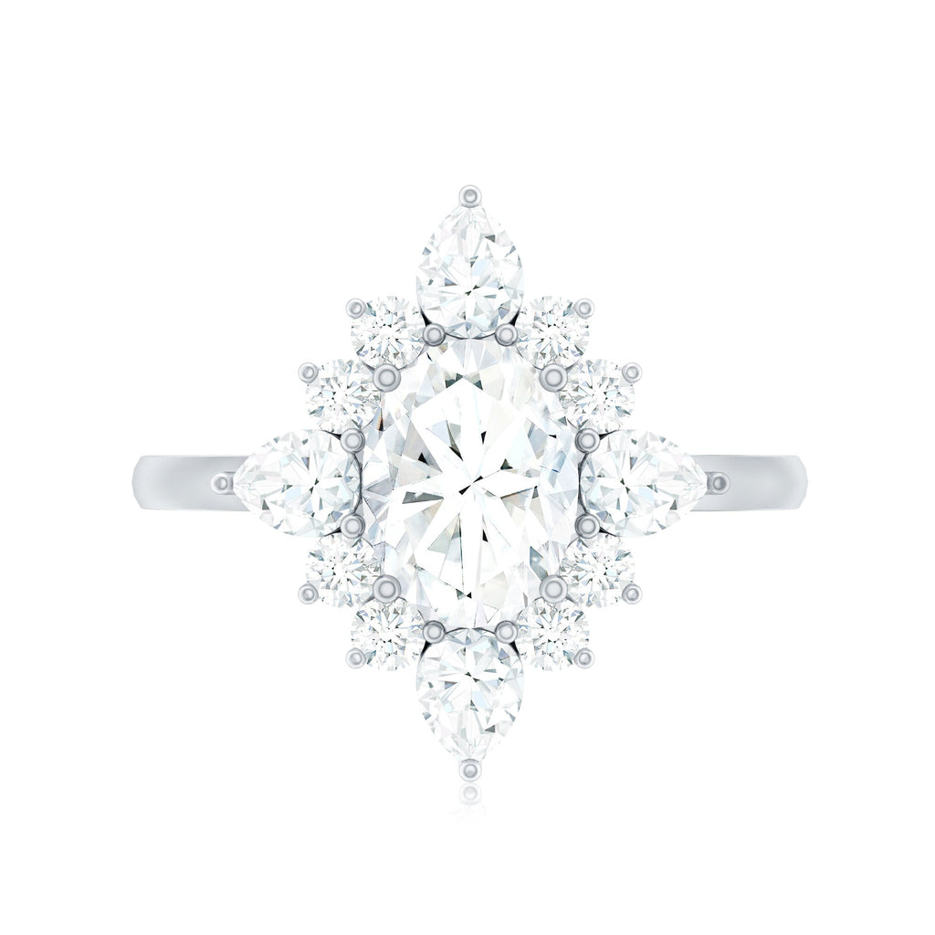 1 Carat Oval Zirconia Statement Engagement Ring with Halo