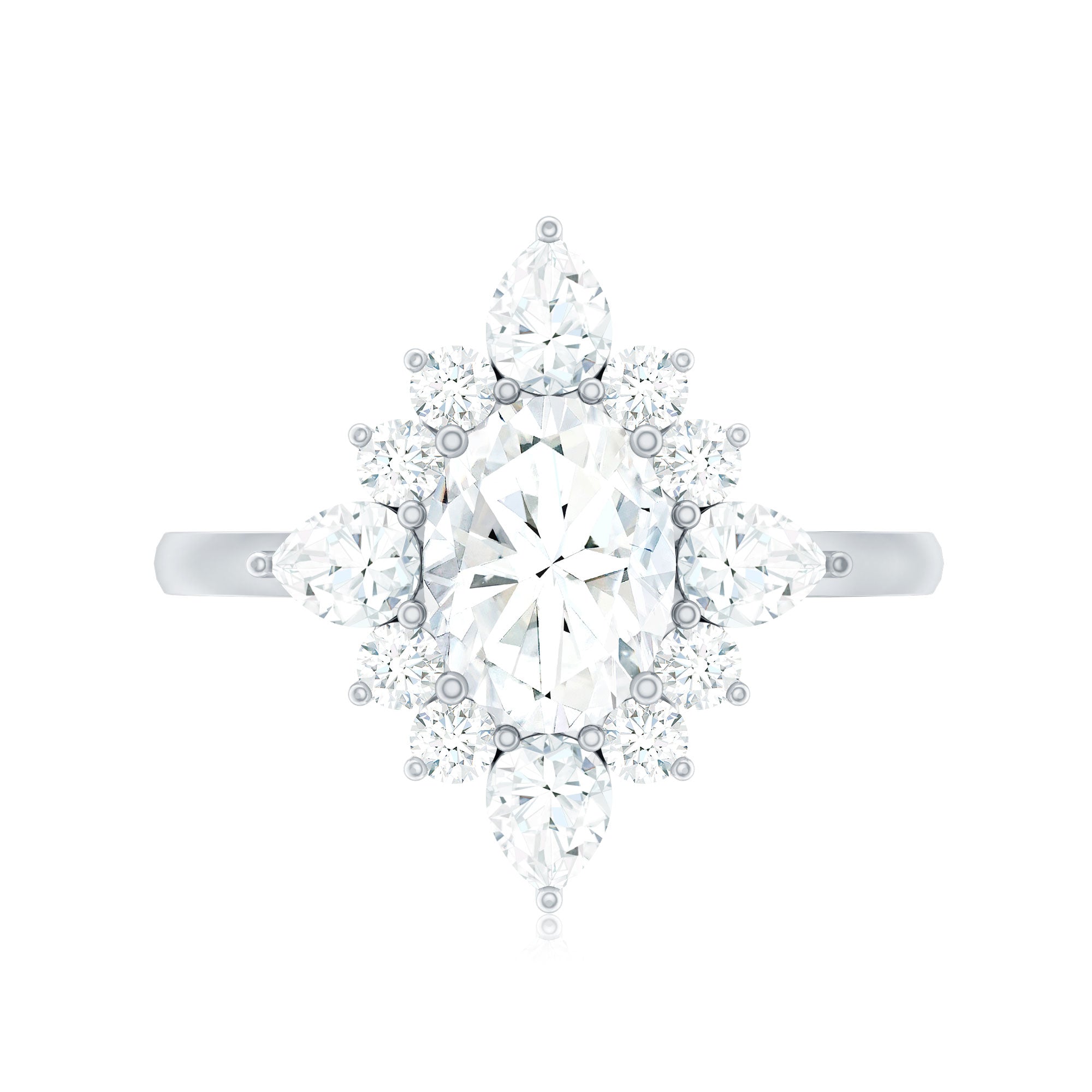 1 Carat Oval Zirconia Statement Engagement Ring with Halo