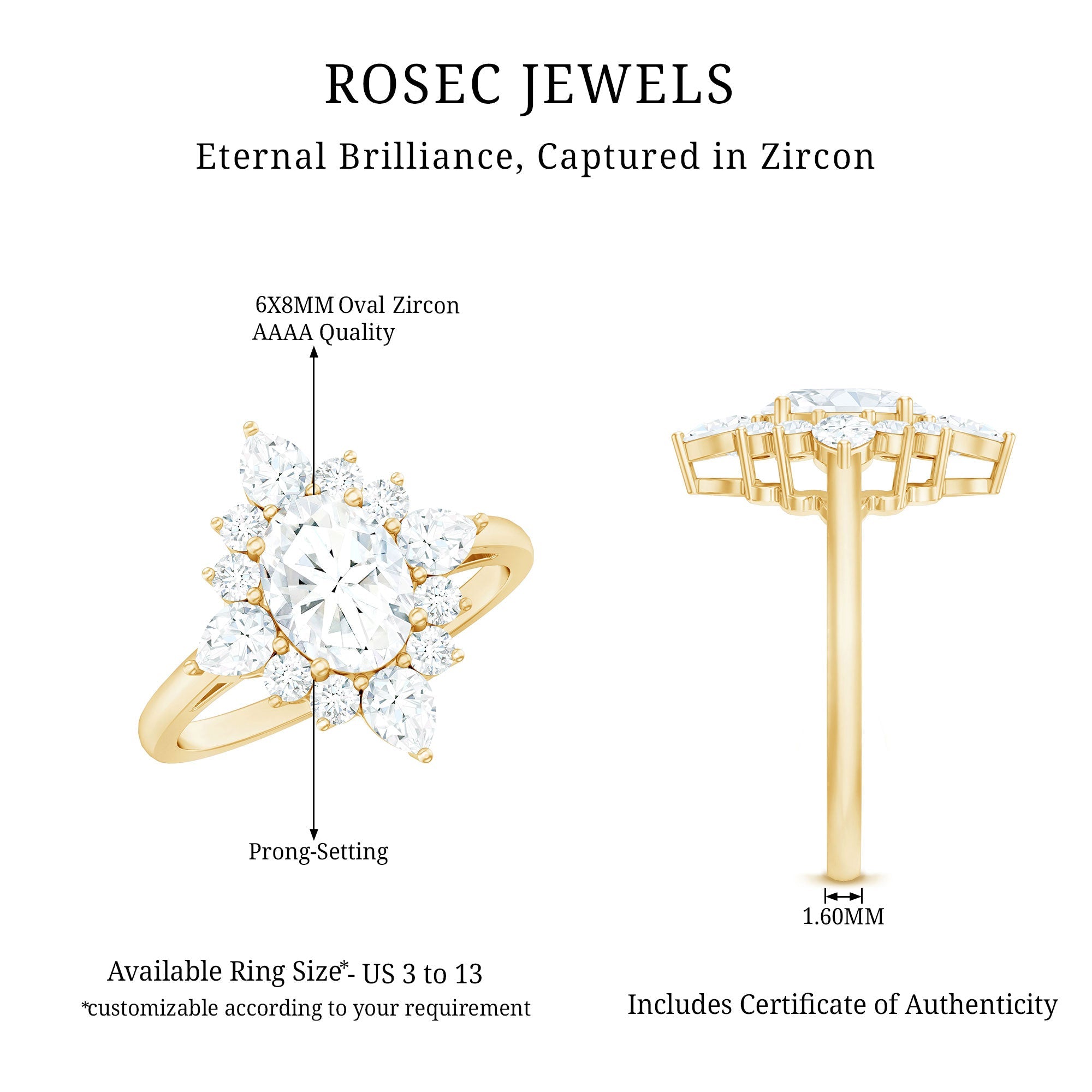 1 Carat Oval Zirconia Statement Engagement Ring with Halo