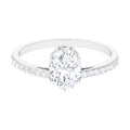 1.2 Carat Oval Cut Solitaire Zircon Engagement Ring with Side Stones