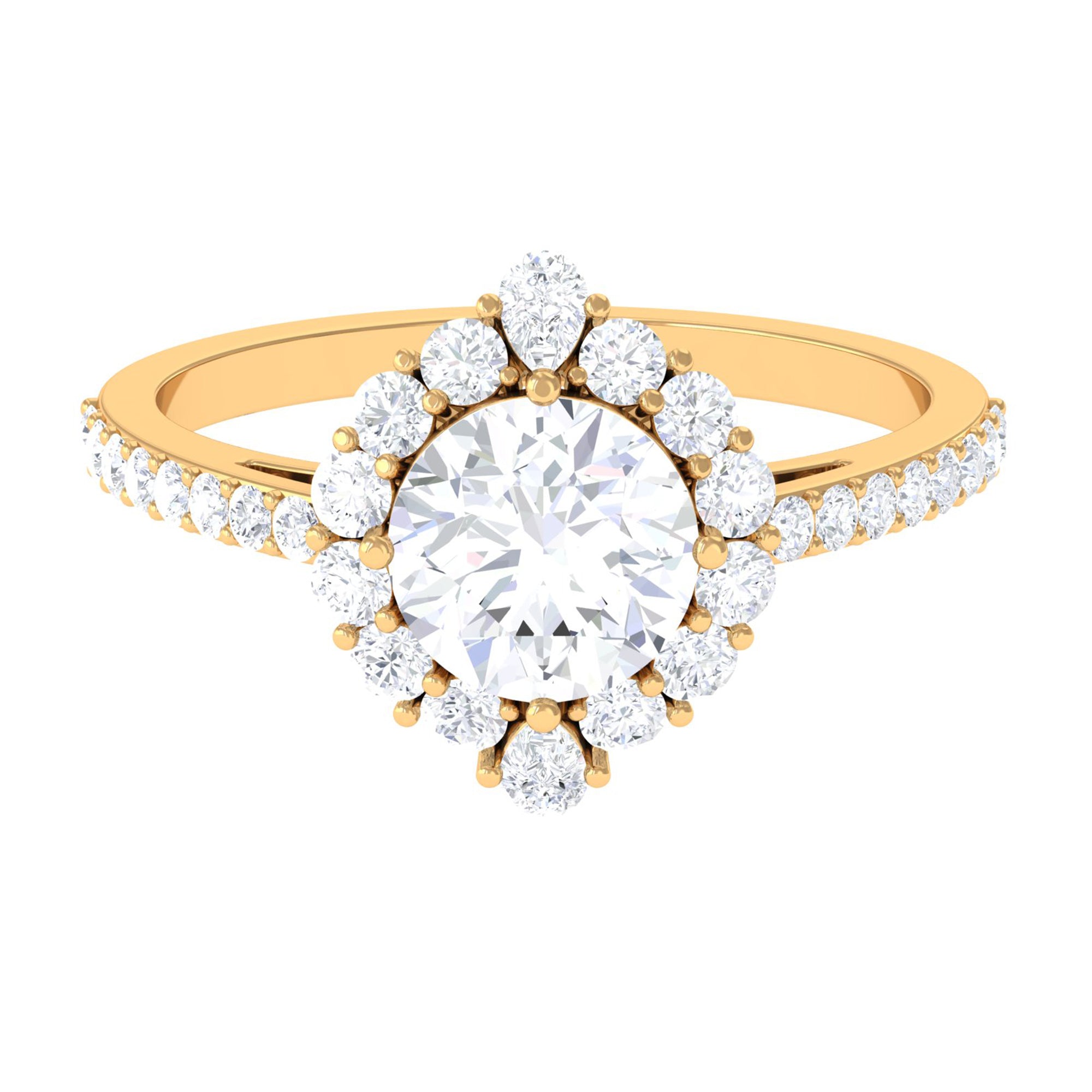 1 Carat Round Cubic Zirconia Halo Engagement Ring