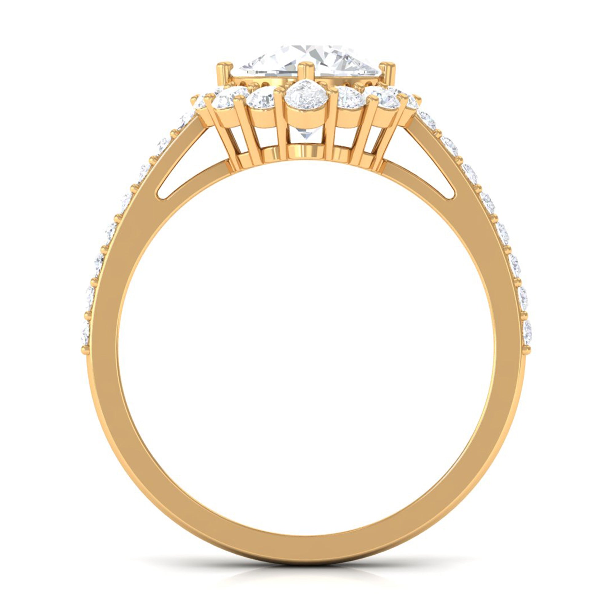 1 Carat Round Cubic Zirconia Halo Engagement Ring