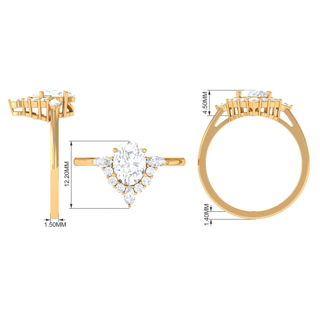 1 Carat Oval Zircon Unique Engagement Ring for Women