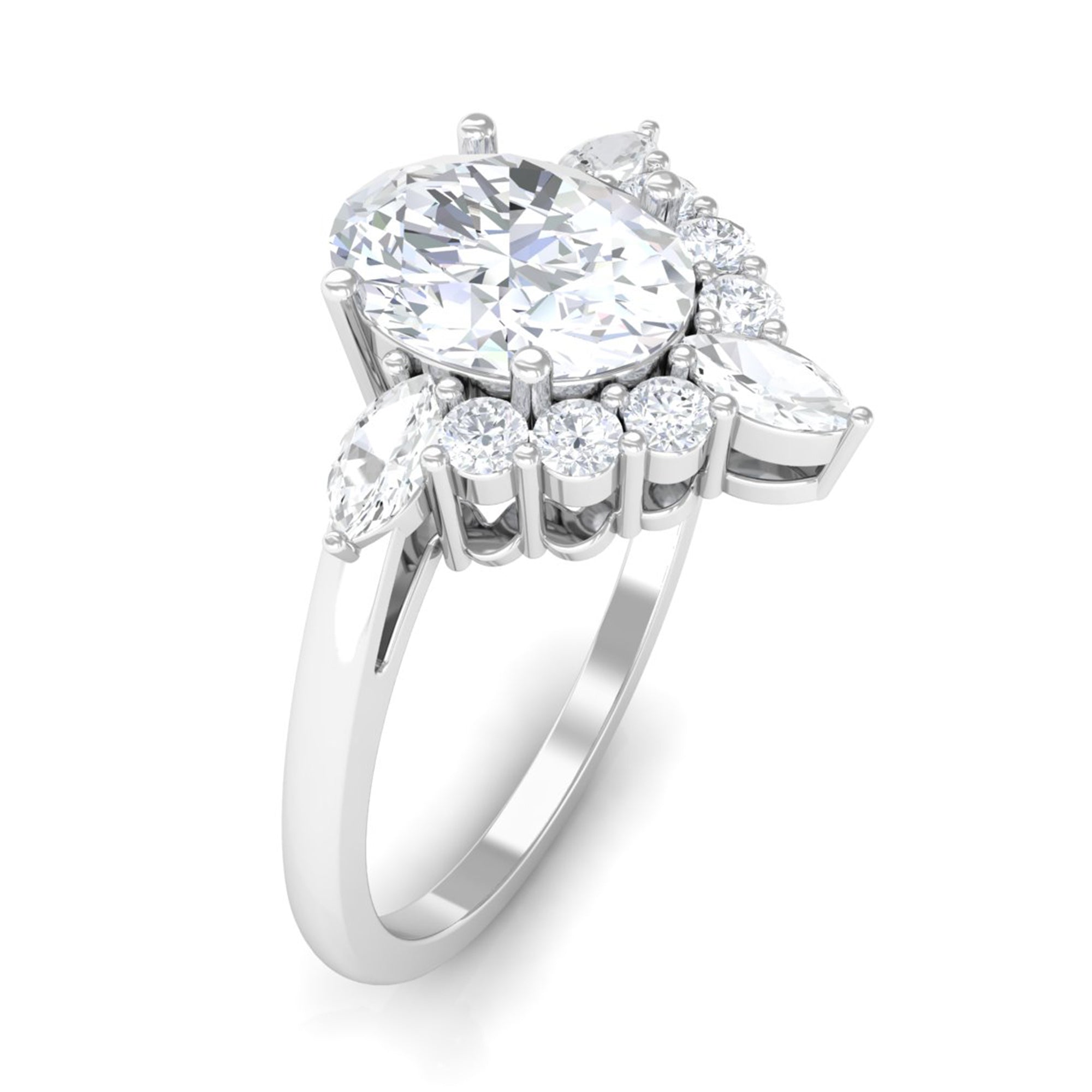 1 Carat Oval Zircon Unique Engagement Ring for Women