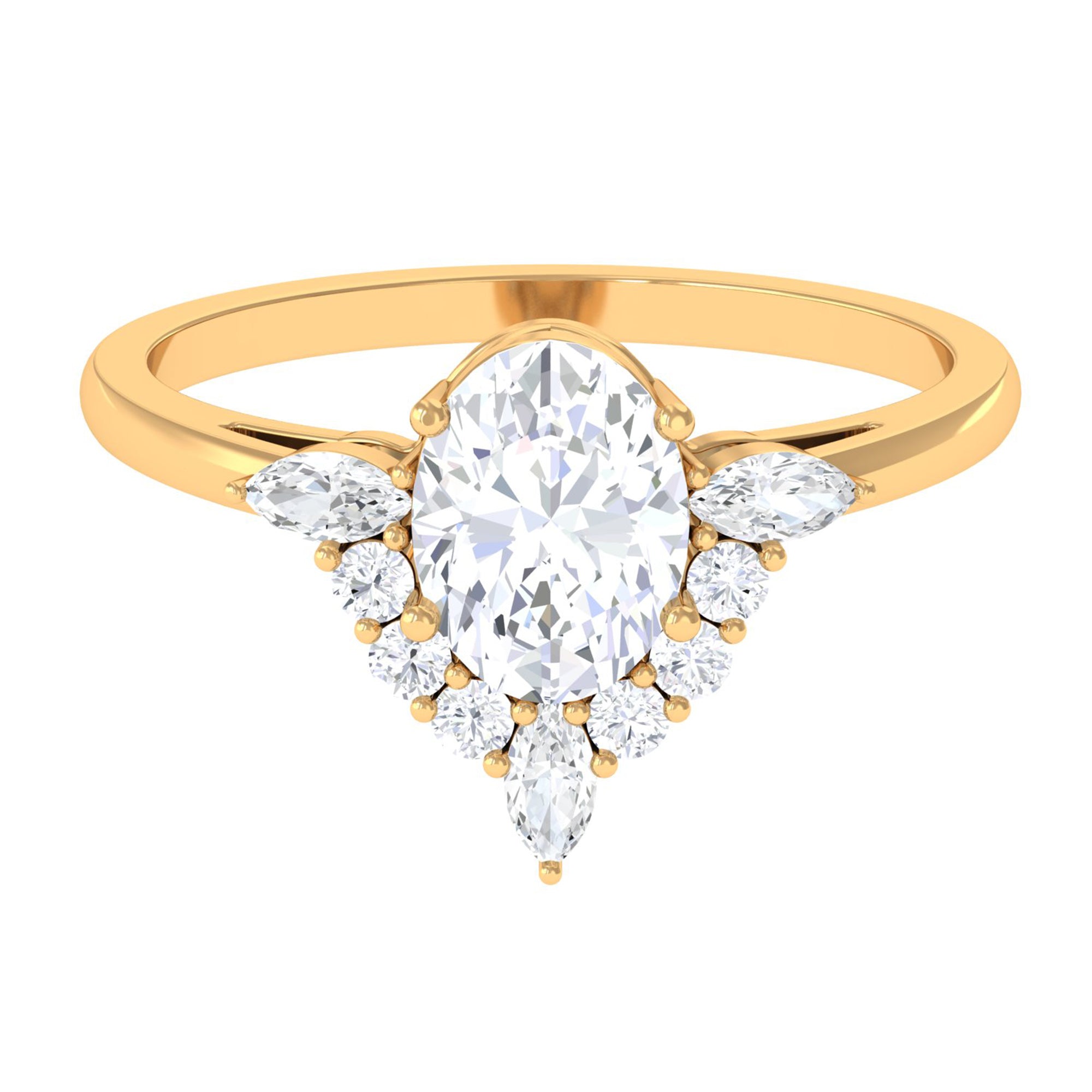 1 Carat Oval Zircon Unique Engagement Ring for Women