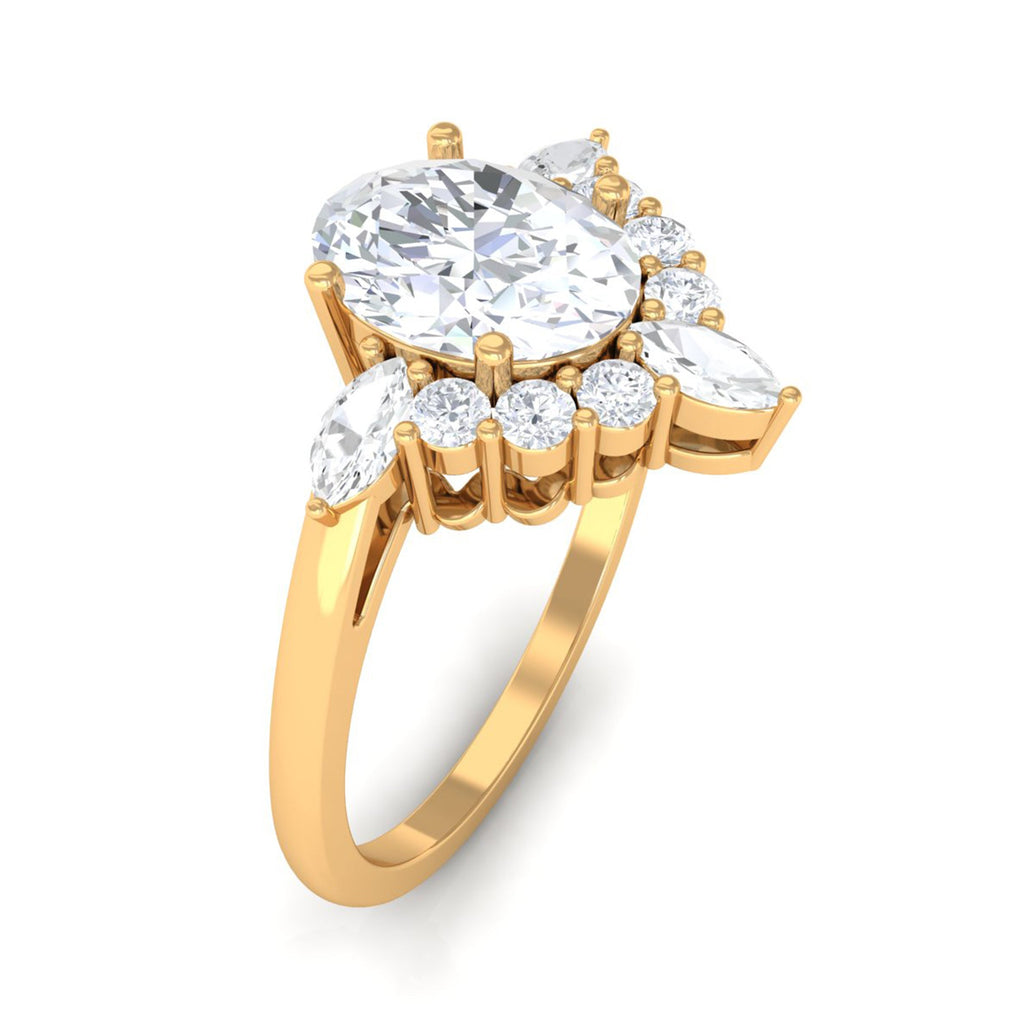 1 Carat Oval Zircon Unique Engagement Ring for Women