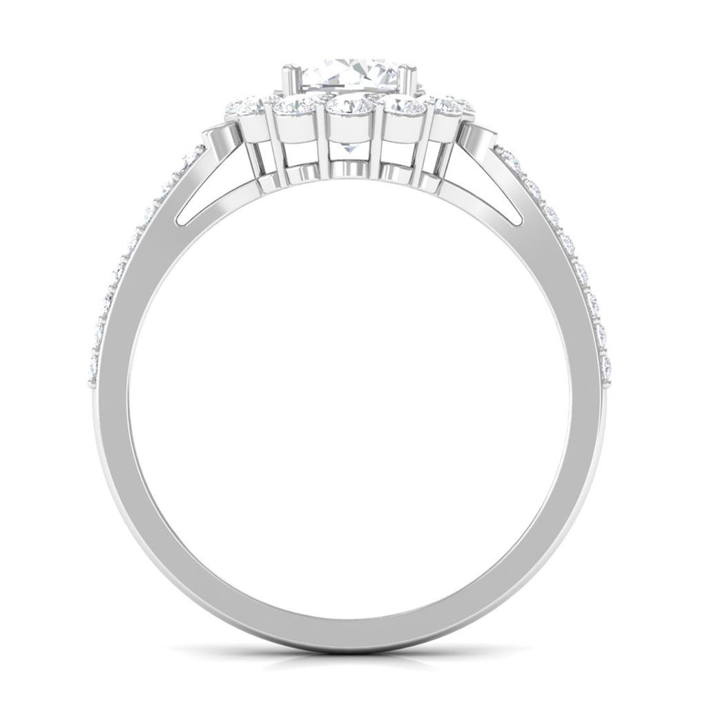 1.9 Carat Round Cubic Zirconia Halo Engagement Ring