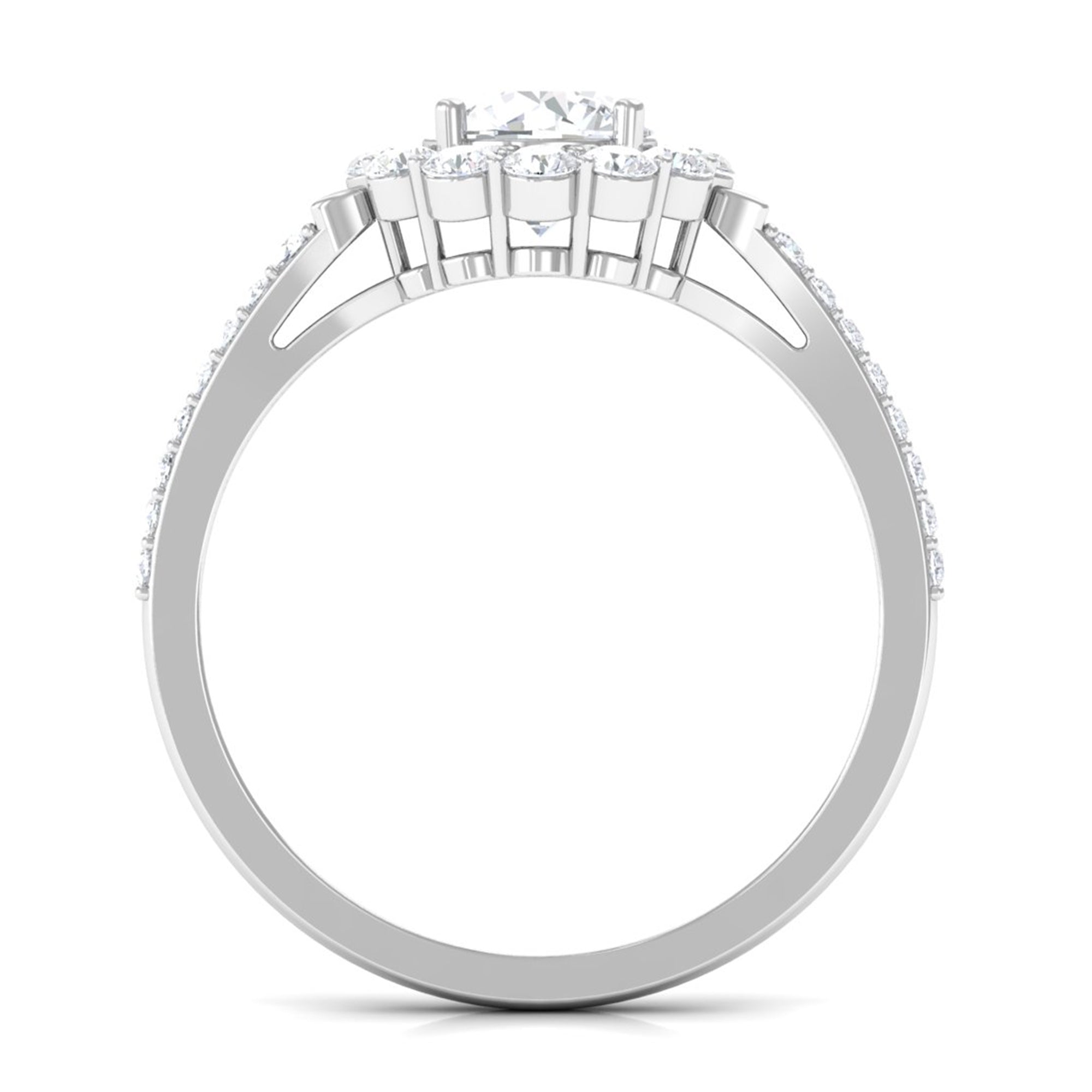 1.9 Carat Round Cubic Zirconia Halo Engagement Ring