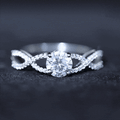 2 Carat Round Cut Solitaire Zircon Crossover Engagement Ring