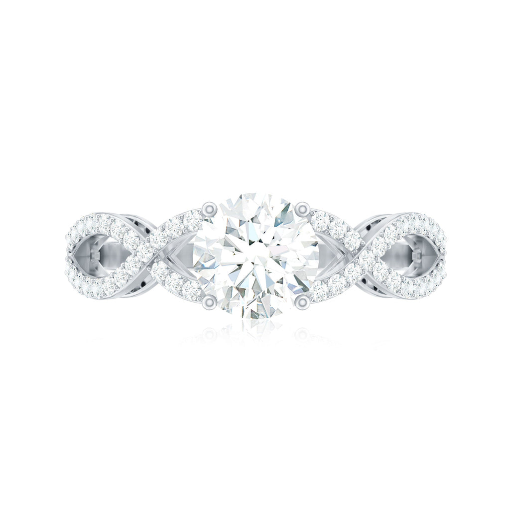 2 Carat Round Cut Solitaire Zircon Crossover Engagement Ring