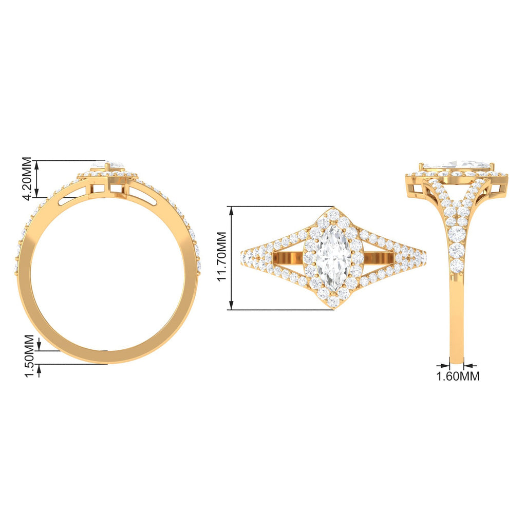 1.75 CT Split Shank Marquise Cut Zircon Engagement Ring