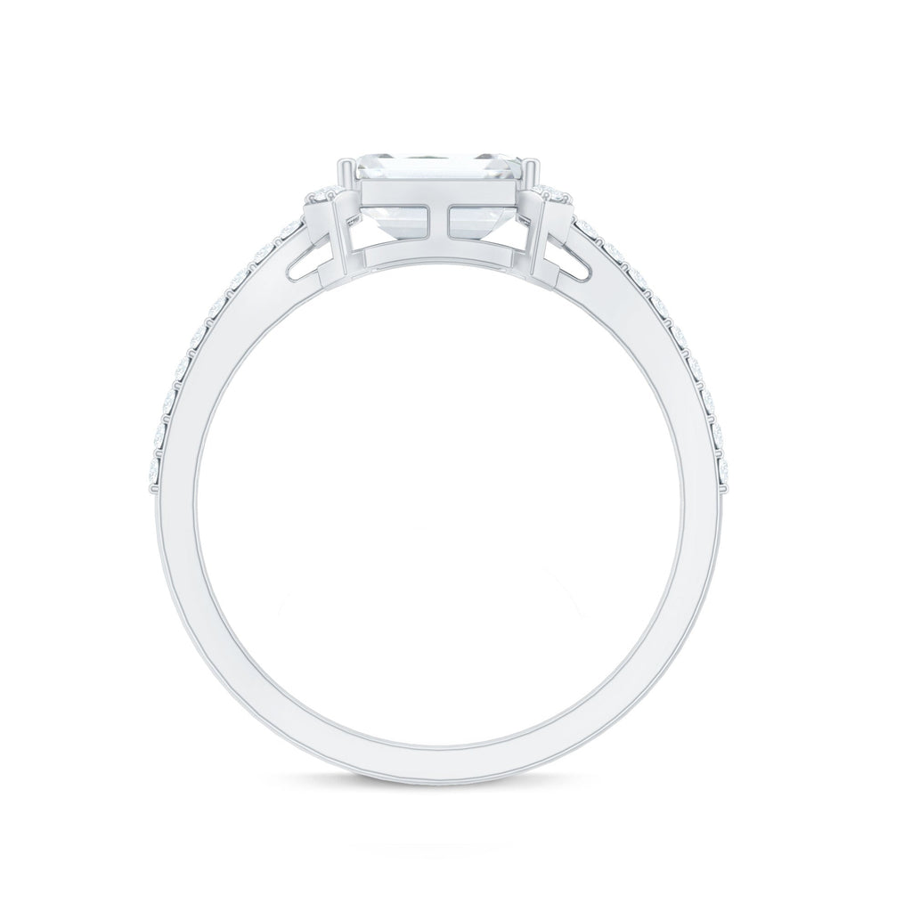 1.7 Carat Cubic Zirconia Emerald Cut East West Engagement Ring