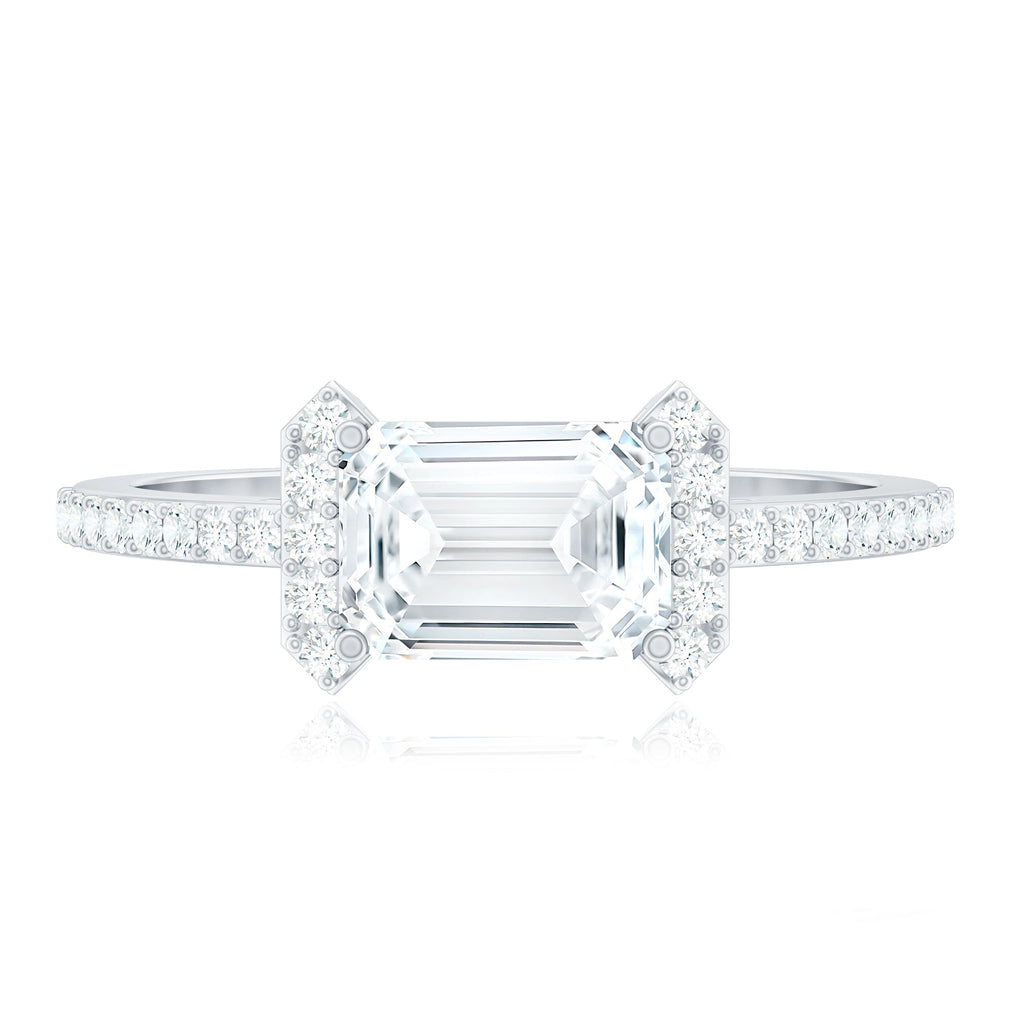 1.7 Carat Cubic Zirconia Emerald Cut East West Engagement Ring