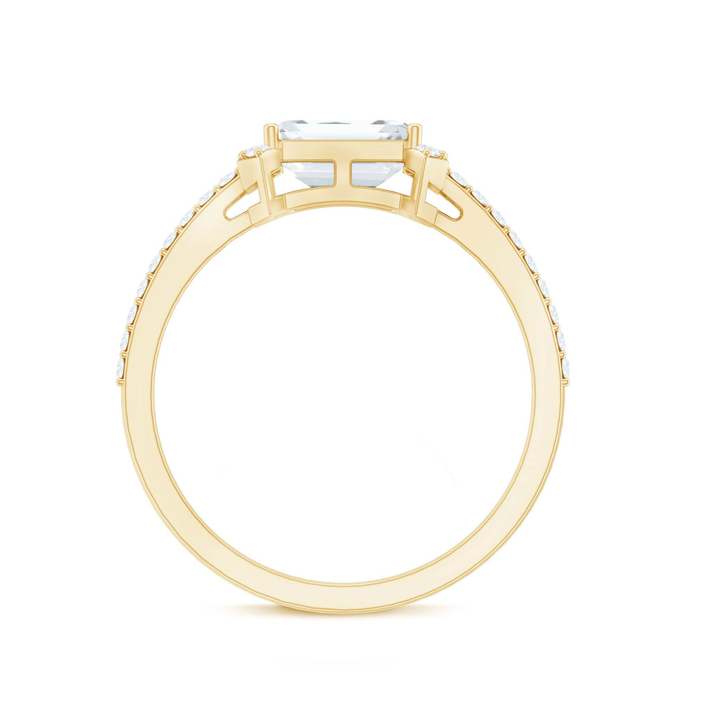 1.7 Carat Cubic Zirconia Emerald Cut East West Engagement Ring