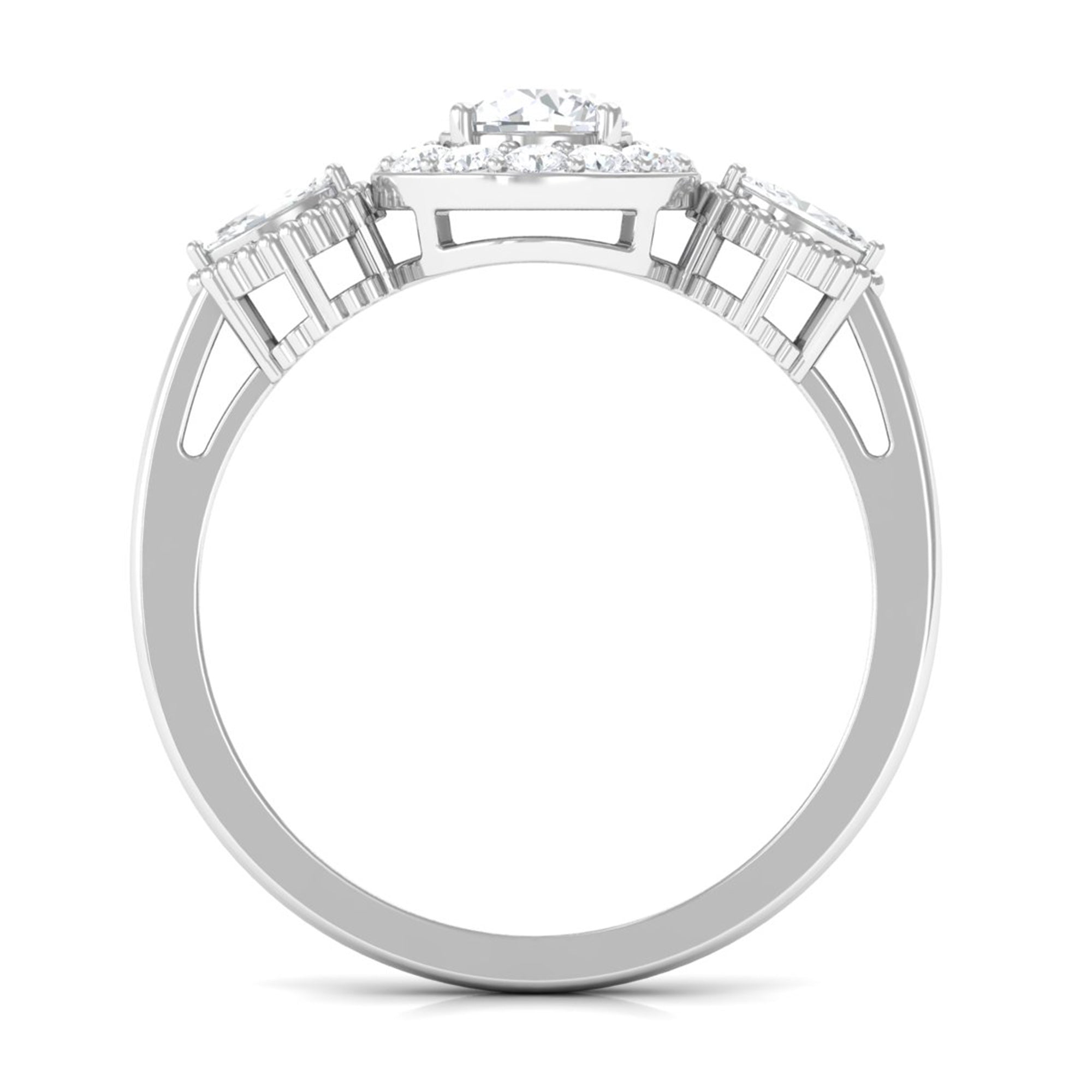 Classic Round Zircon Engagement Ring with Halo