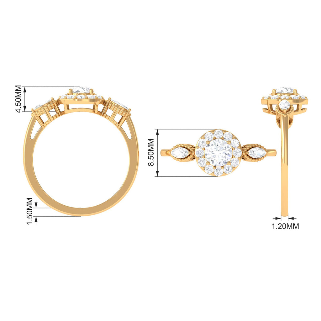 Classic Round Zircon Engagement Ring with Halo