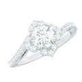 0.9 Carat Round Zircon Flower Engagement Ring in Bypass Shank