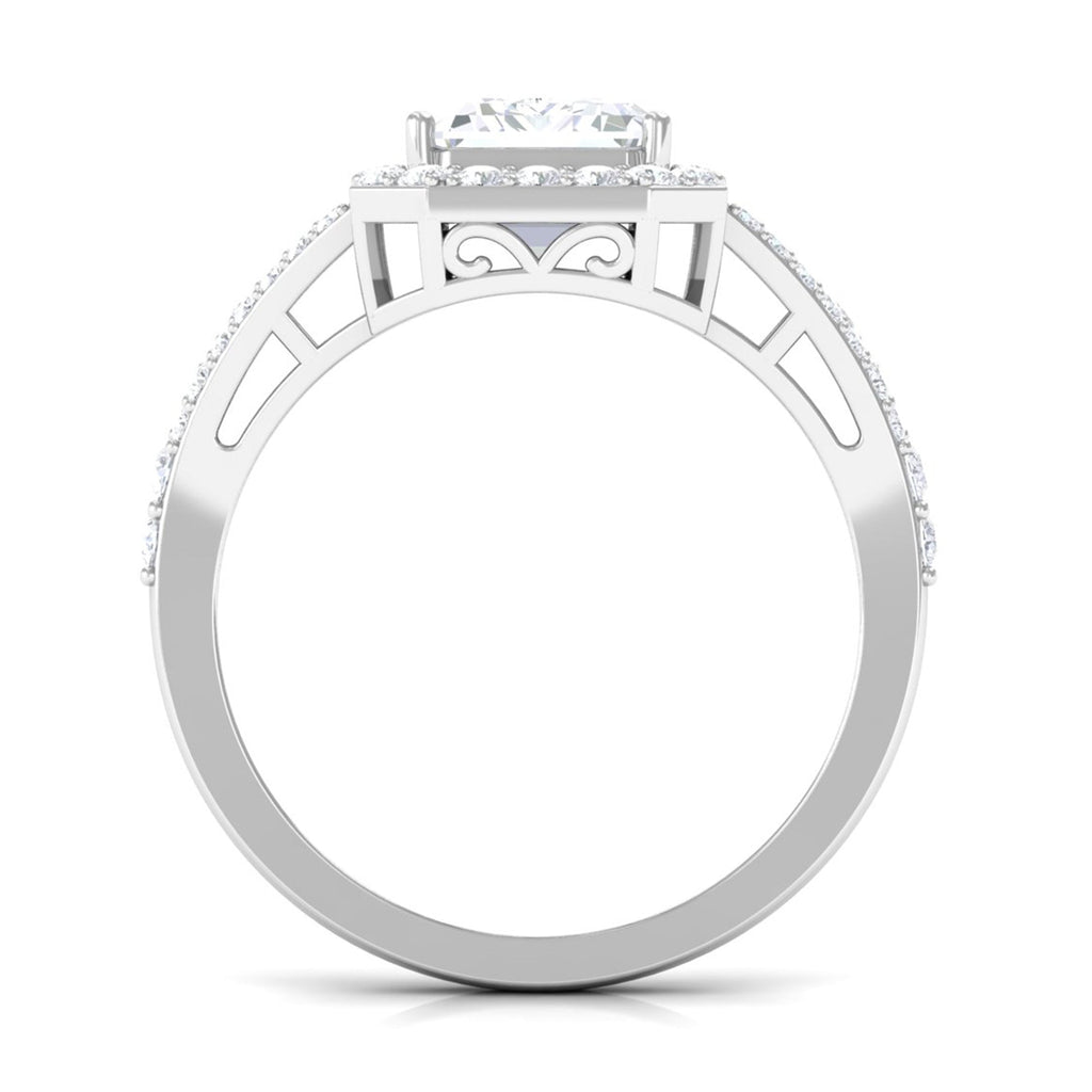5 CT Split Shank Octagon Cut Zircon Statement Engagement Ring