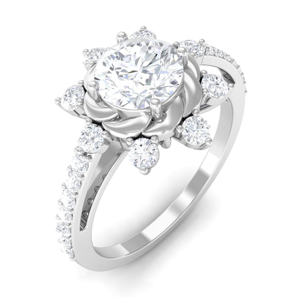 Round Cubic Zirconia Designer Engagement Ring