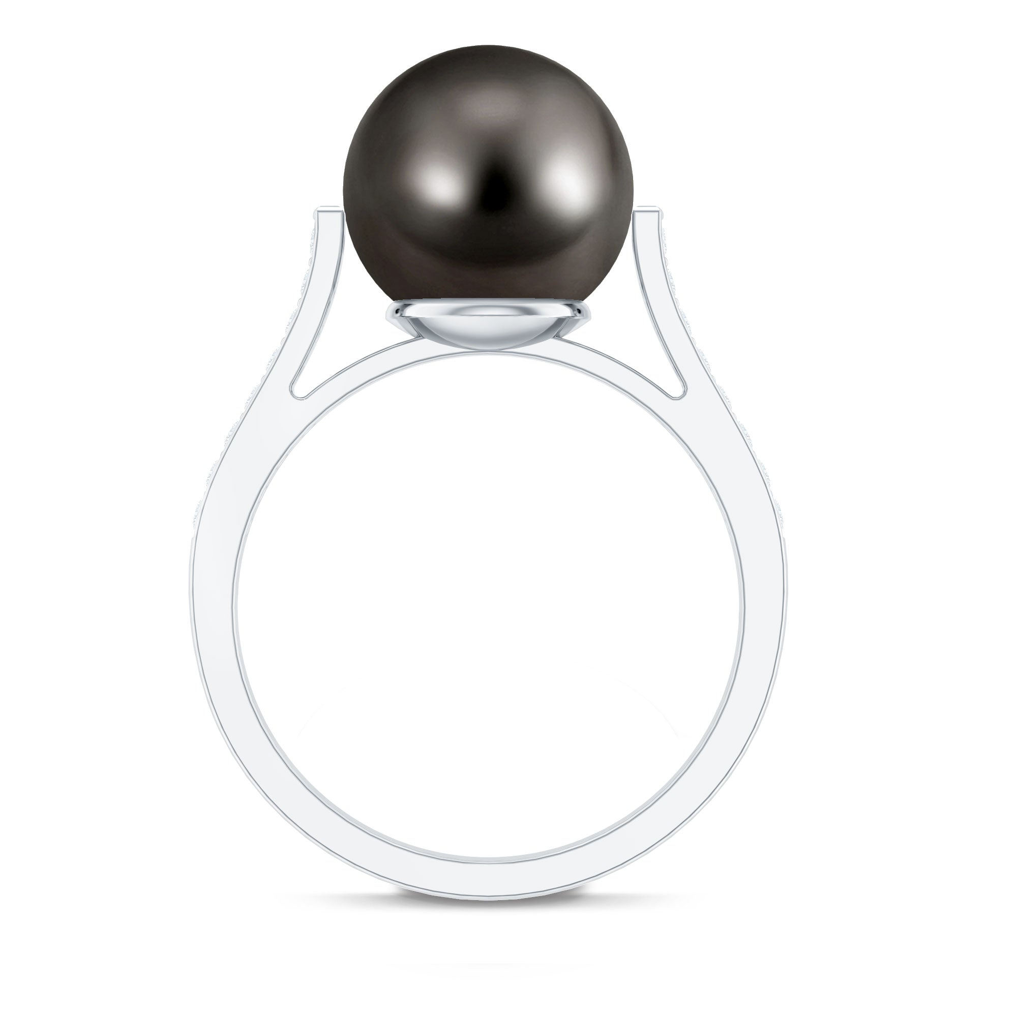 Real Tahitian Pearl Solitaire Engagement Ring with Diamond