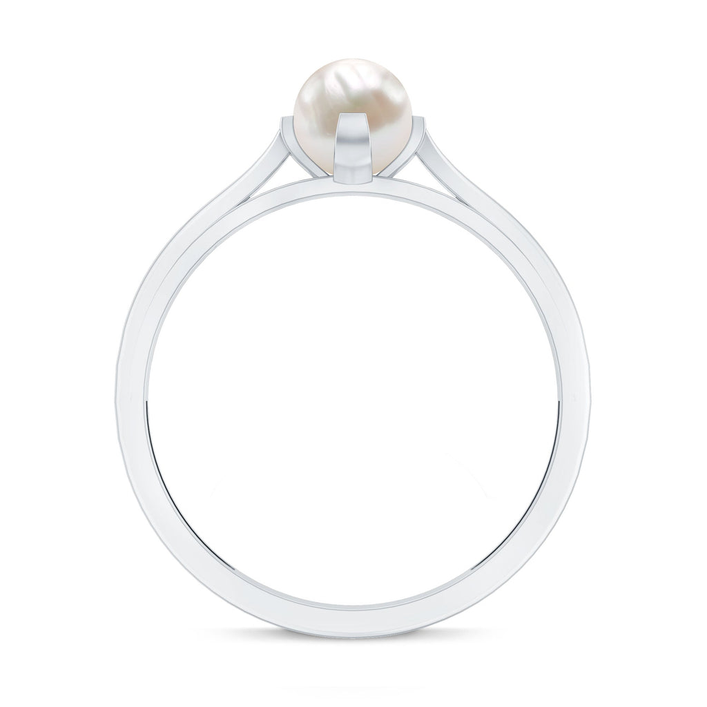 Cultured 2 Carat Freshwater Pearl Solitaire Promise Ring with Diamond