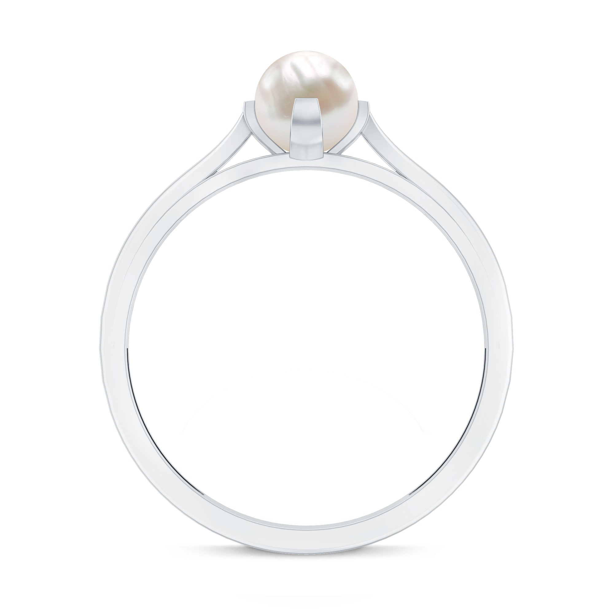 Cultured 2 Carat Freshwater Pearl Solitaire Promise Ring with Diamond