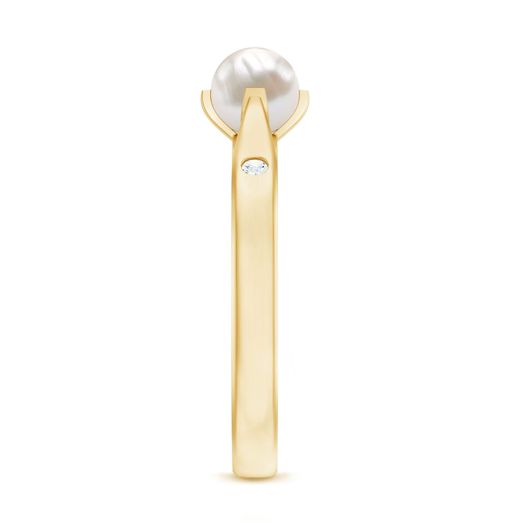 Cultured 2 Carat Freshwater Pearl Solitaire Promise Ring with Diamond