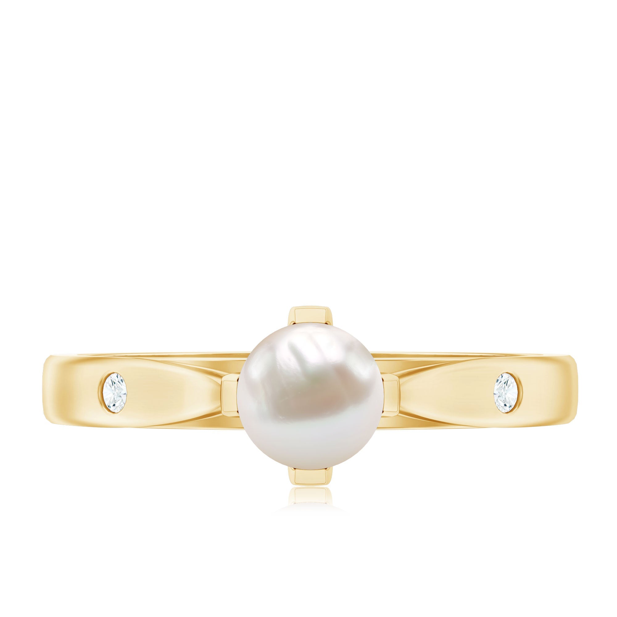 Cultured 2 Carat Freshwater Pearl Solitaire Promise Ring with Diamond
