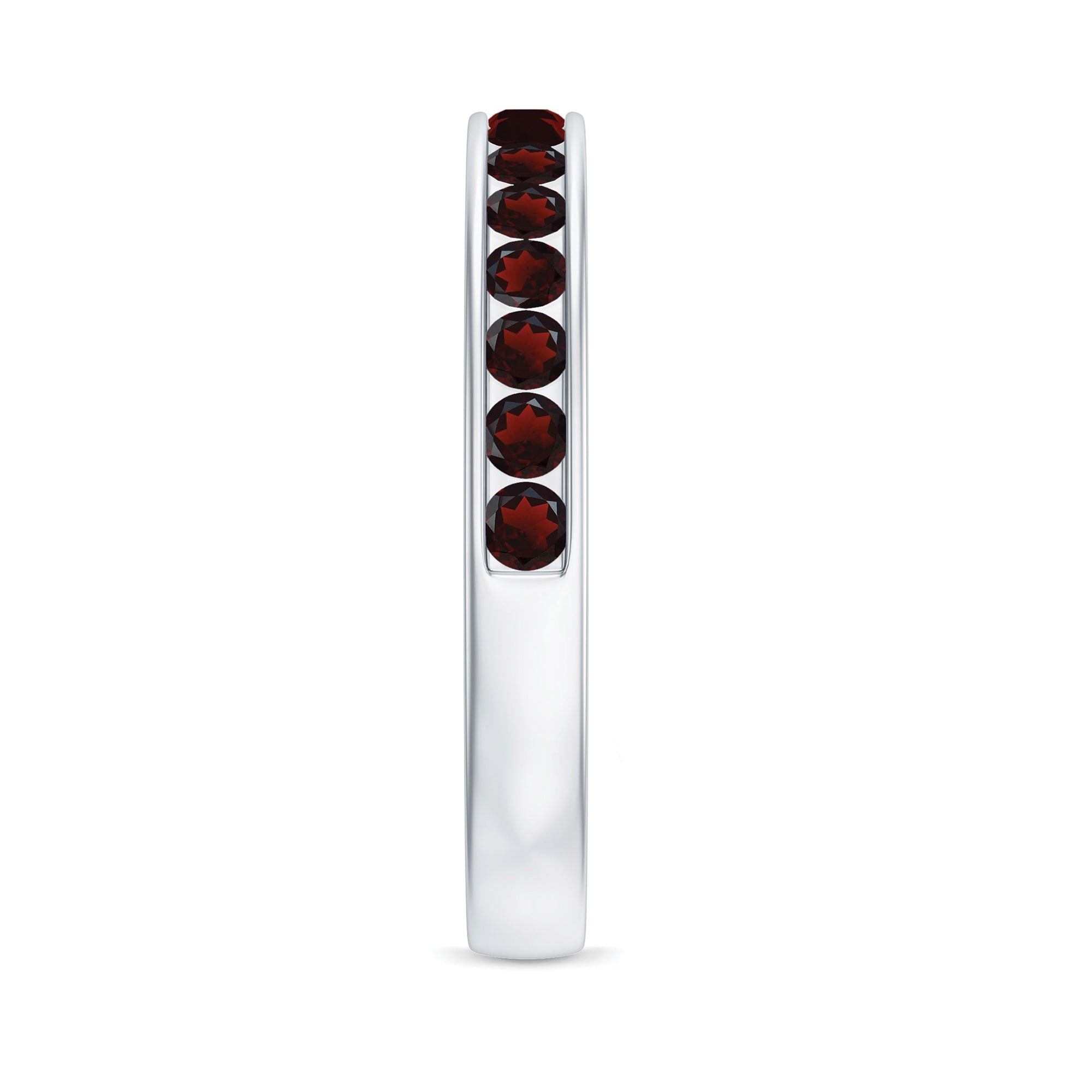Certified Real Garnet Half Eternity Ring in Channel Setting