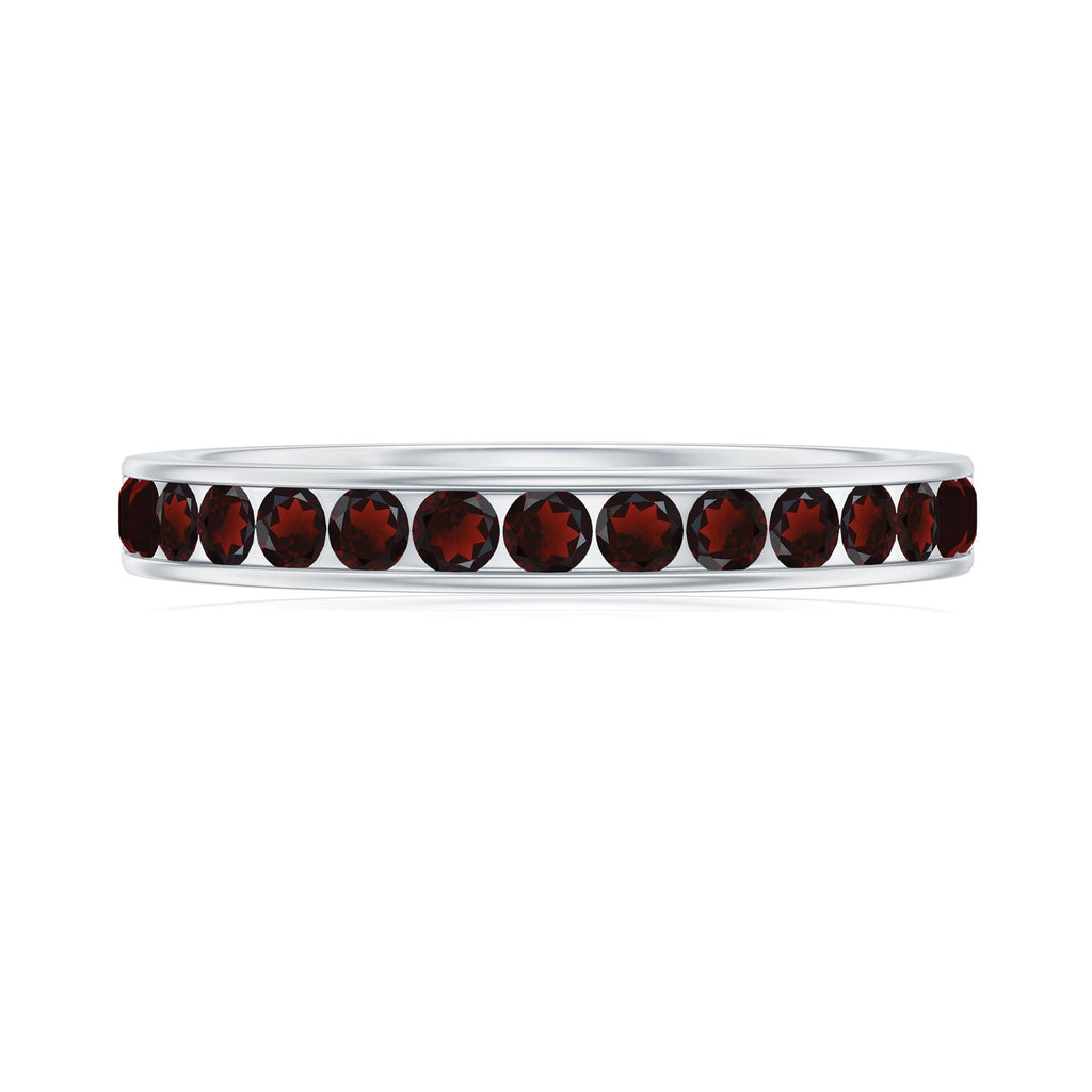 Certified Real Garnet Half Eternity Ring in Channel Setting