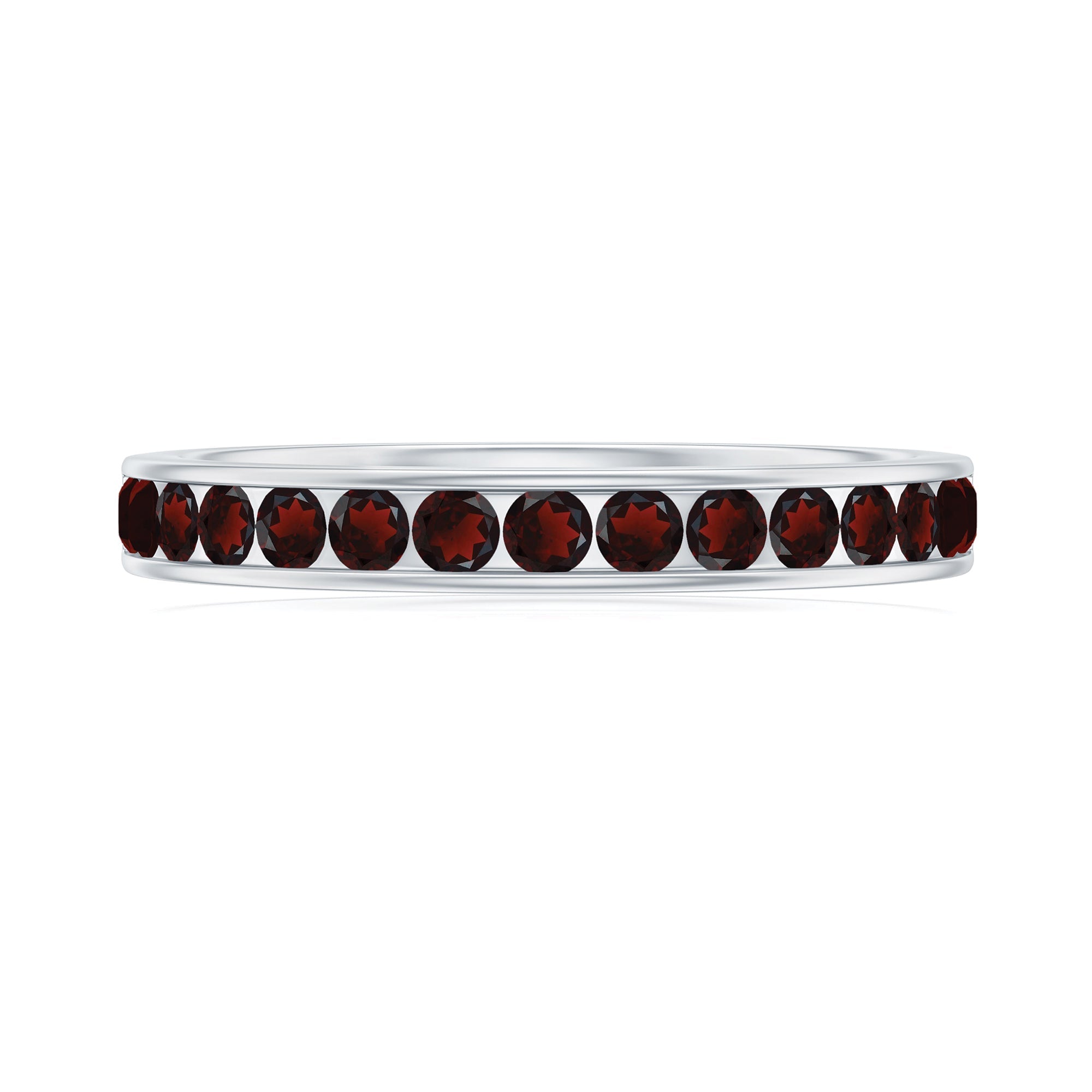 Certified Real Garnet Half Eternity Ring in Channel Setting