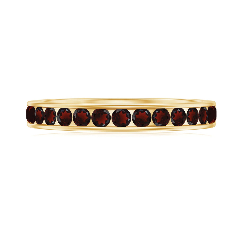 Certified Real Garnet Half Eternity Ring in Channel Setting