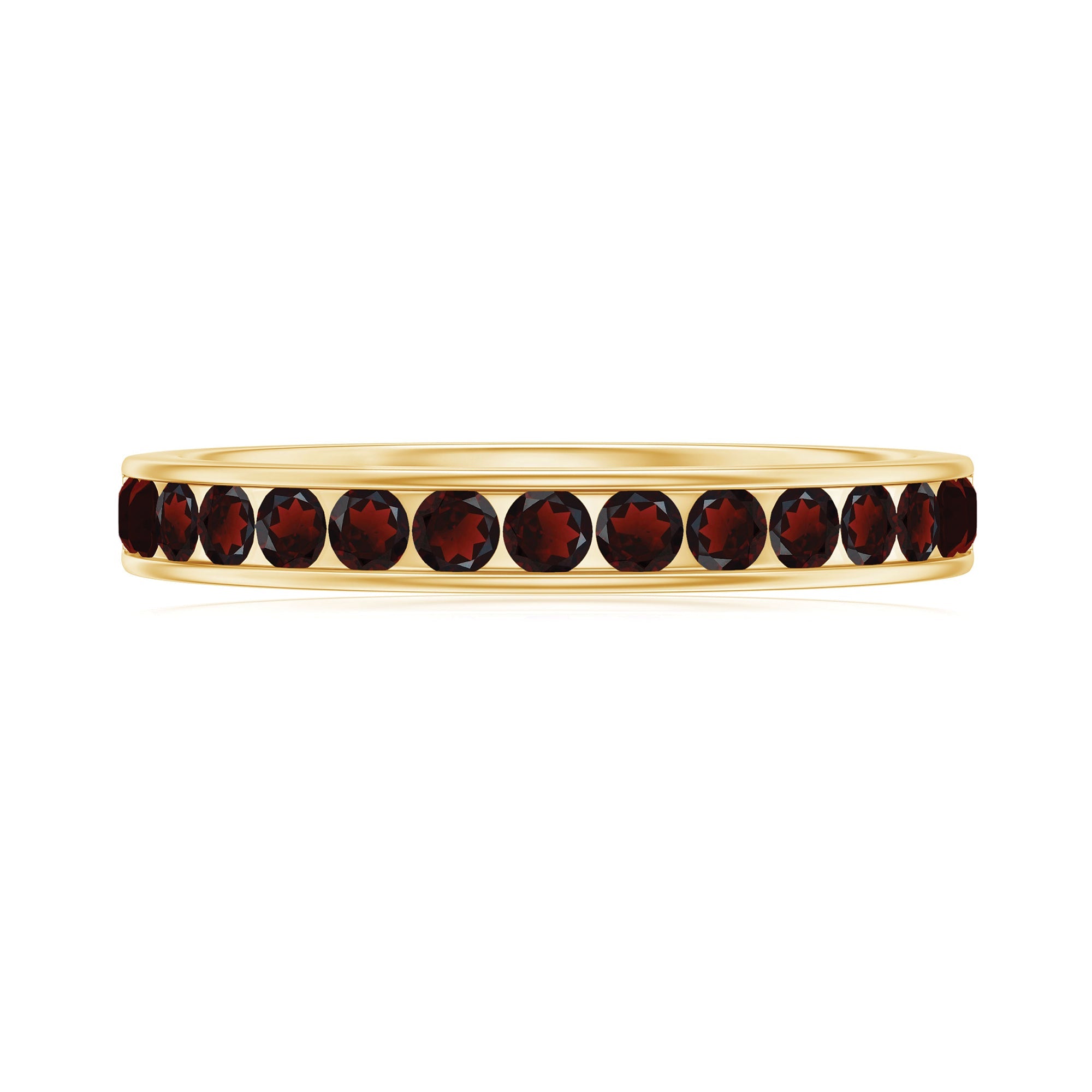 Certified Real Garnet Half Eternity Ring in Channel Setting