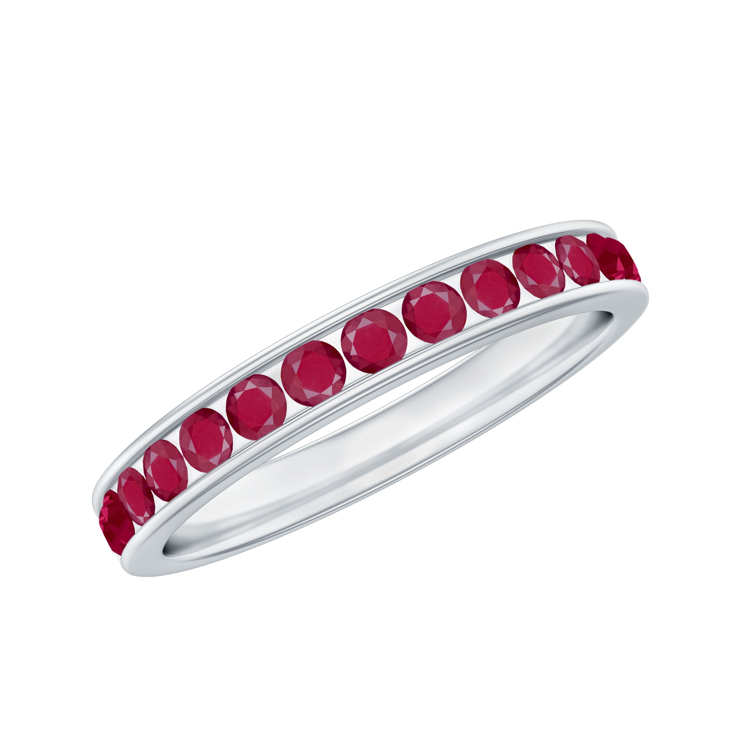 Natural Ruby Half Eternity Anniversary Ring in Channel Set