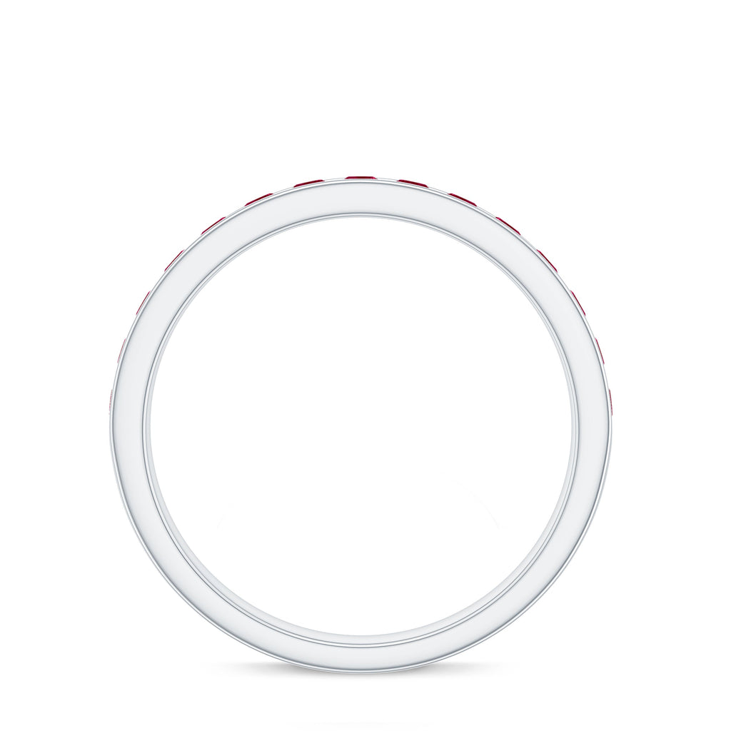 Natural Ruby Half Eternity Anniversary Ring in Channel Set