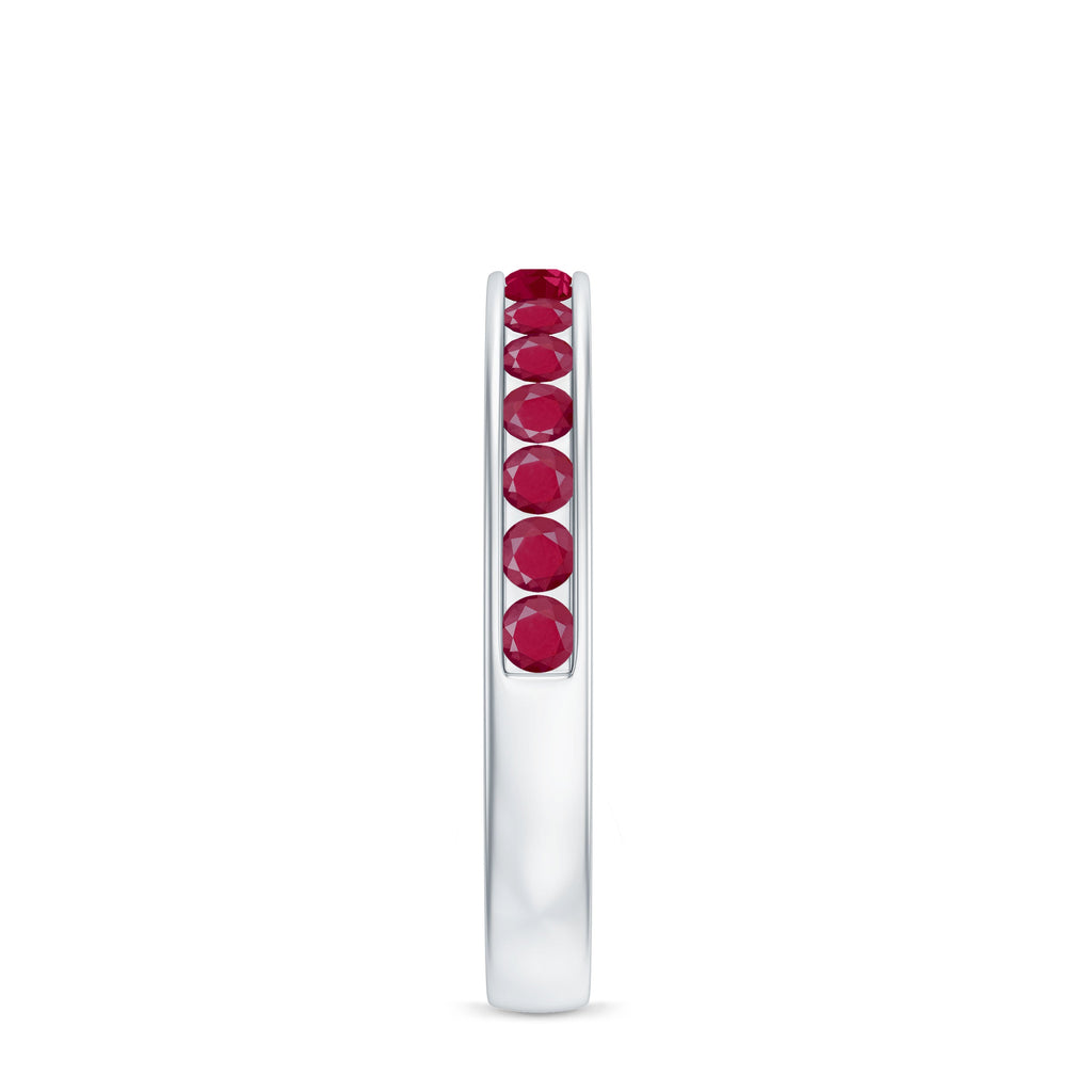 Natural Ruby Half Eternity Anniversary Ring in Channel Set